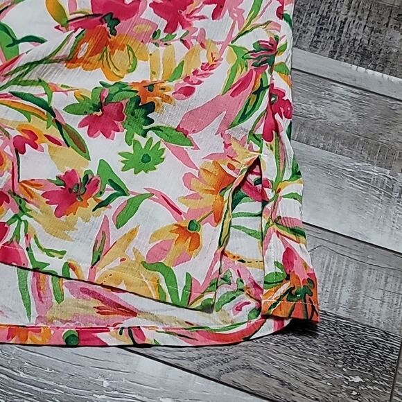 J. Crew Factory Tissue Tunic Floral swim cover top Size Medium - Picture 5 of 6